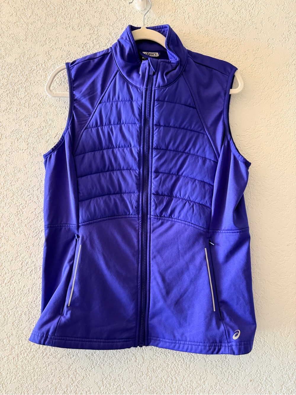 ASICS Women's Blue Hybrid Athletic Quilted Full Zip Outdoor Hiking Vest Sz Large